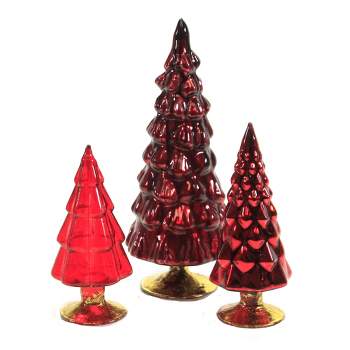 Cody Foster 7.0 Inch Small Hued Trees Set / 3 Christmas Decorate Decor Mantle Tree Sculptures