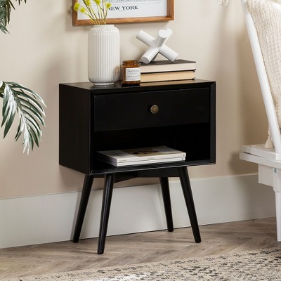 NicBex Mid-Century Modern Nightstand with 1 Drawer Bedside Table Solid Wood End Table for Bedroom, Living Room