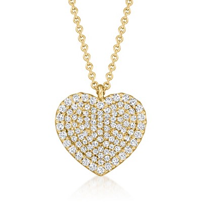 Ross-Simons 0.50 ct. t.w. Diamond Heart Pendant Necklace in 14kt Yellow Gold Size 20