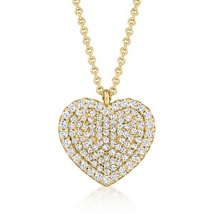 Ross-Simons 0.50 ct. t.w. Diamond Heart Pendant Necklace in 14kt Yellow Gold Size 20 - 1 of 2