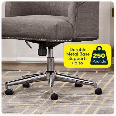 Leighton Medium Gray Fabric Swivel Home Office Chair with Memory Foam