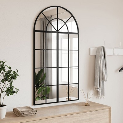 vidaXL Wall Mirror Black 23.6 in.x43.3 in. Arch Iron