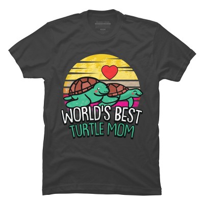 Men's Design By Humans World's Best Turtle Mom Retro Stripes By animalshop T-Shirt
