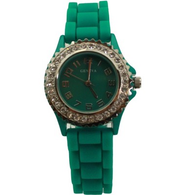 Olivia Pratt Every Day Thin Band Silicone and Rhinestones Colorful Women Watch