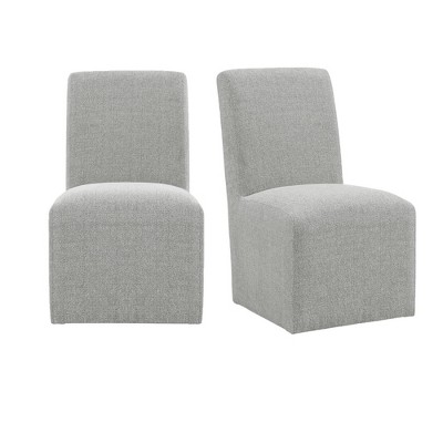 Picket House Furnishings Set of 2 Cade Upholstered Side Chairs Gray: Linen Fabric & Wood Legs