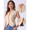 Allegra K Women's Sleeveless Sweater V Neck Cropped Button Up Casual Knit Tank Top - 2 of 4
