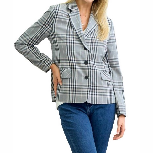 Women's Plaid Striped Lining Blazer - Doe and Rae - image 1 of 1