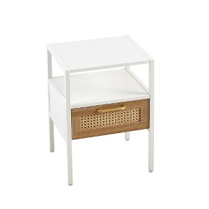 NicBex Modern Nightstand Bedside End Table with Rattan Woven Drawer for Bedroom & Living Room - 1 of 4