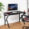 Tangkula K-Shape Gaming Desk Computer PC E-Sports Table w/ Cup Holder Hook Black - 2 of 4