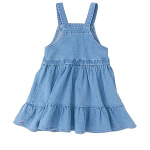girls denim jumper dress Girl's Aria Denim Overall Jumper Dress