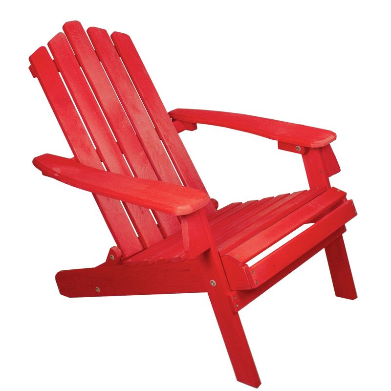 Northlight 36" Red Classic Folding Wooden Adirondack Chair, 1 of 7