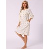 INSPIRE CHIC Women's Front Button 3/4 Sleeve Crew Neck Sleepdress with Pockets - 2 of 4