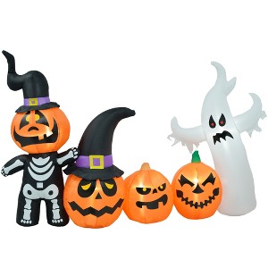 HOMCOM 7.5ft Inflatable Halloween Pumpkin Ghost Family, Halloween Decoration with LED Lights for Garden Indoor Outdoor - 1 of 4