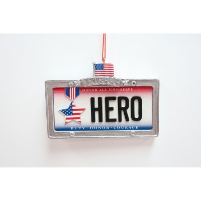 Season's Designs Christmas Tree Hero License Plate Hanging Ornament, Resin 4.0 X 0.5 X 2.75 inches