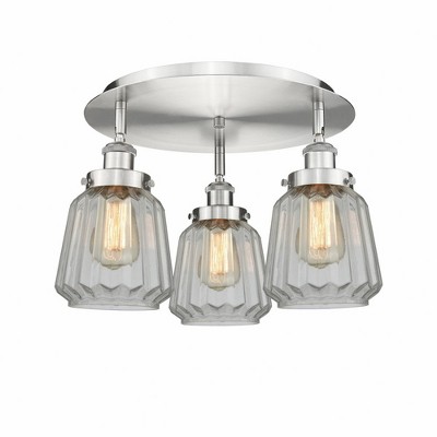 Chatham - 3 Light Flush Mount In Art Deco Style-8 Inches Tall and 18.25 Inches Wide
