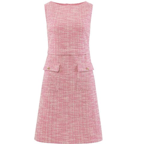 Женские платья INSPIRE CHIC Women's Sleeveless Tweed Boat Neck Work Office Sheath Dresses Pink Medium