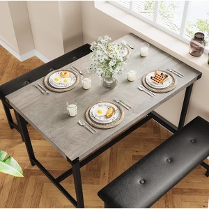 Acekool Dining Table Set with 2 Upholstered Benches, Space-Saving Table for Apartment or Dining Room - 1 of 4