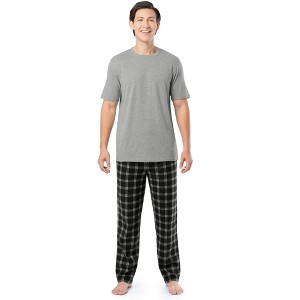 Fruit of the Loom Men’s Fleece Sleep Pant Set, 2-Piece Shirt and Pants - 1 of 4