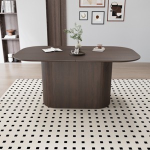 63'' Modern MDF Dining Table with Rounded Corners and Fluted Legs,Seats 4 to 8 in Kitchen or Dining Room-The Pop Home - 1 of 4