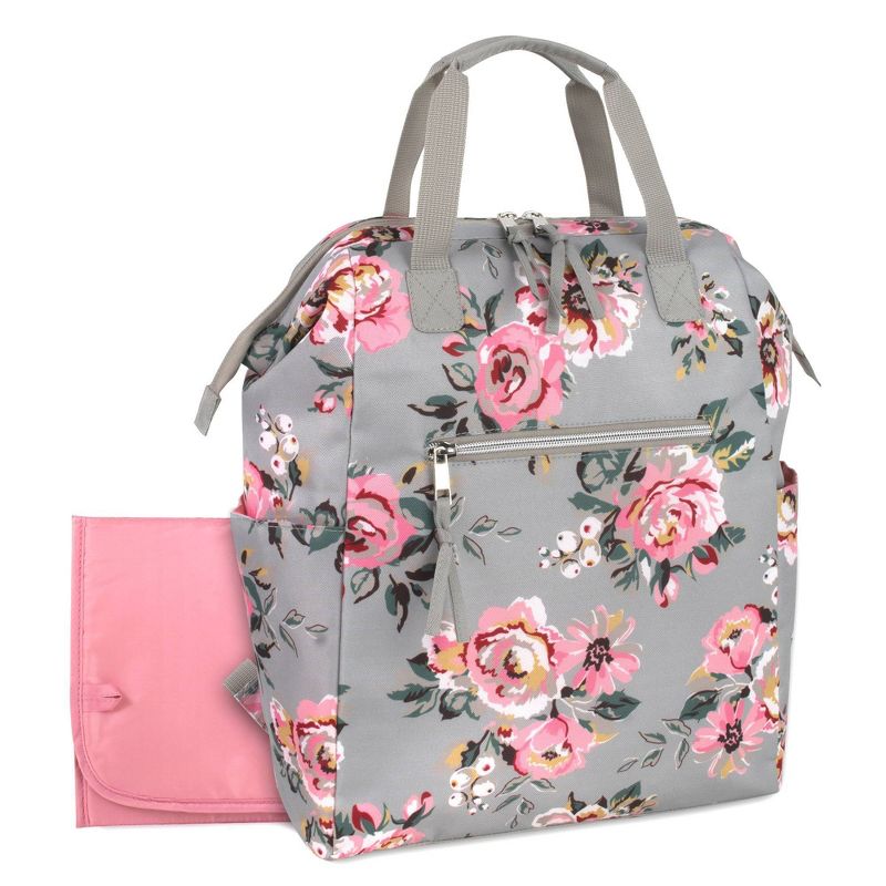 Baby Essentials Floral Frame Backpack - Gray, 2 of 9