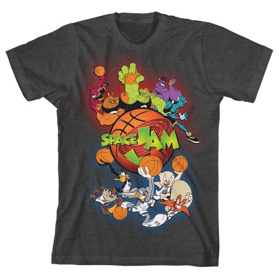 Space Jam Tune Squad And Monstars Group Art Boy's Charcoal Heather T ...
