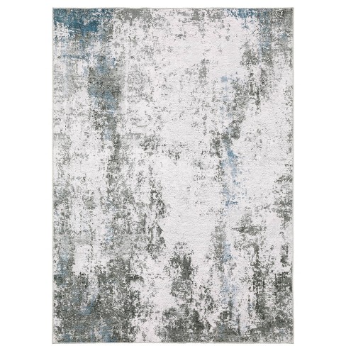 Grey Industrial Rug Polyester Abstract Rug Washable Non-Slip