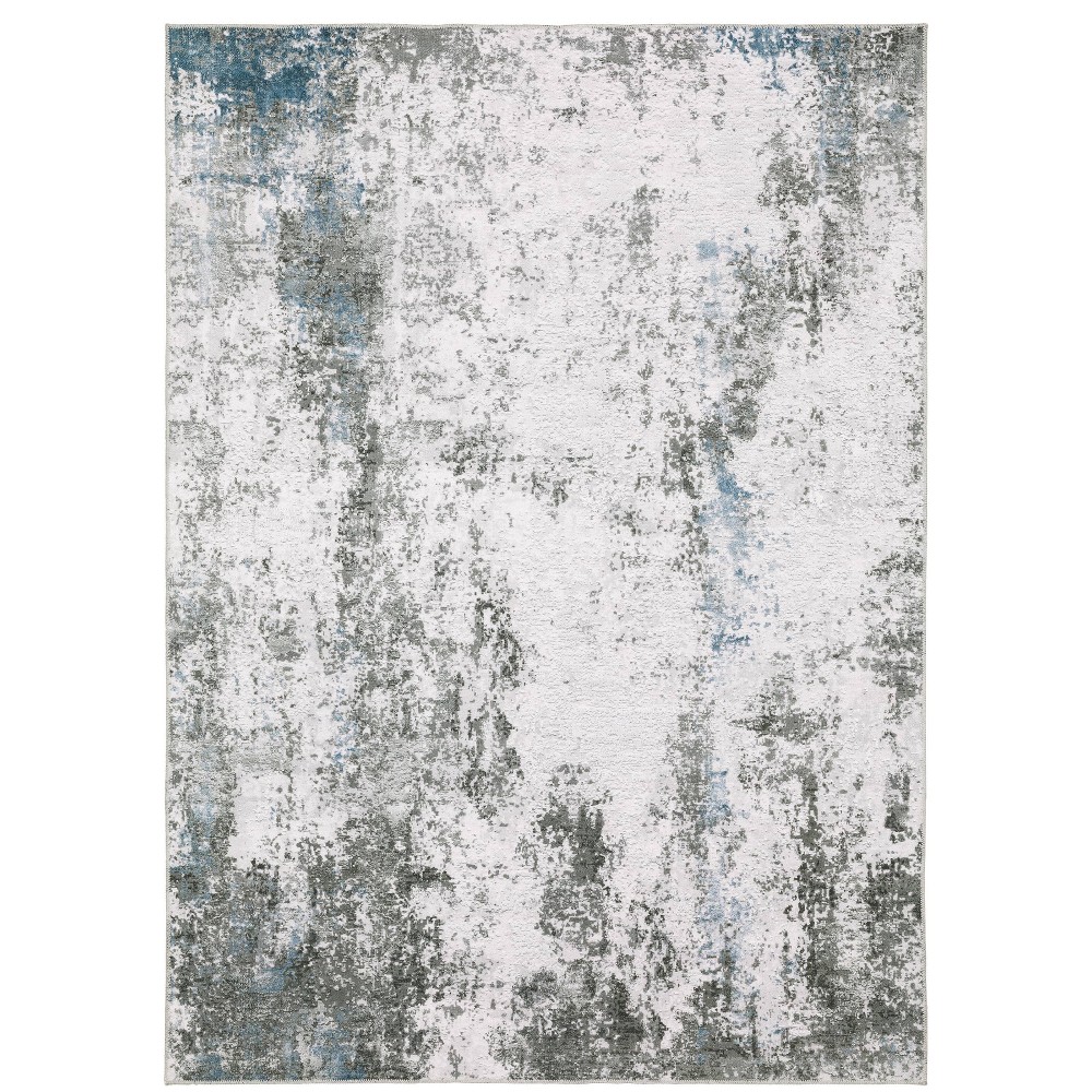  Micah Washable Marbled Abstract Indoor Area Rug Gray/Blue
