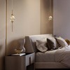 LNC Lucivagus Modern Luxury Unique Crystal Integrated LED Chandelier/Island Pendant Lights,Gold,1/5Light,4in/14.5in/35..8in - 4 of 4