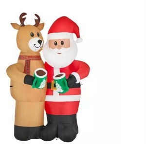 Home Accents Holiday 8FT Animated Santa and Reindeer "Cheers" Christmas Inflatable - 1 of 4