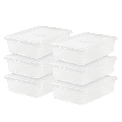 Clear 28 Qt Plastic Stackable Storage Bins with Lids, 6 Pack