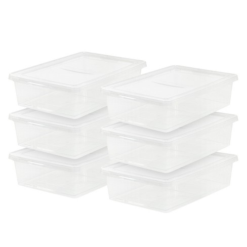 Iris USA 36 Quart Plastic Storage Bin Tote Organizing Container with Latching Lid, Stackable and Nestable, Clear, 4 Pack