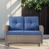 POCASSY 49.5" Wide Outdoor Glider Loveseat, All Weather Brown Wicker Rattan Patio Loveseat Glider for Porch Deck Garden - 3 of 4