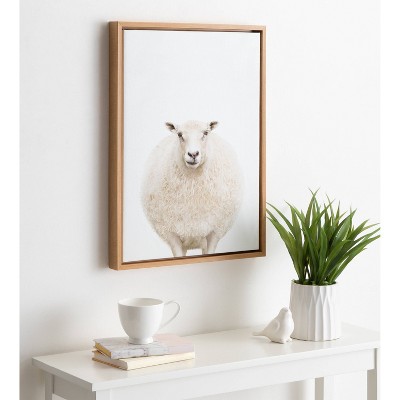 Natural Framed Canvas Sheep Portrait by Amy Peterson, 18x24
