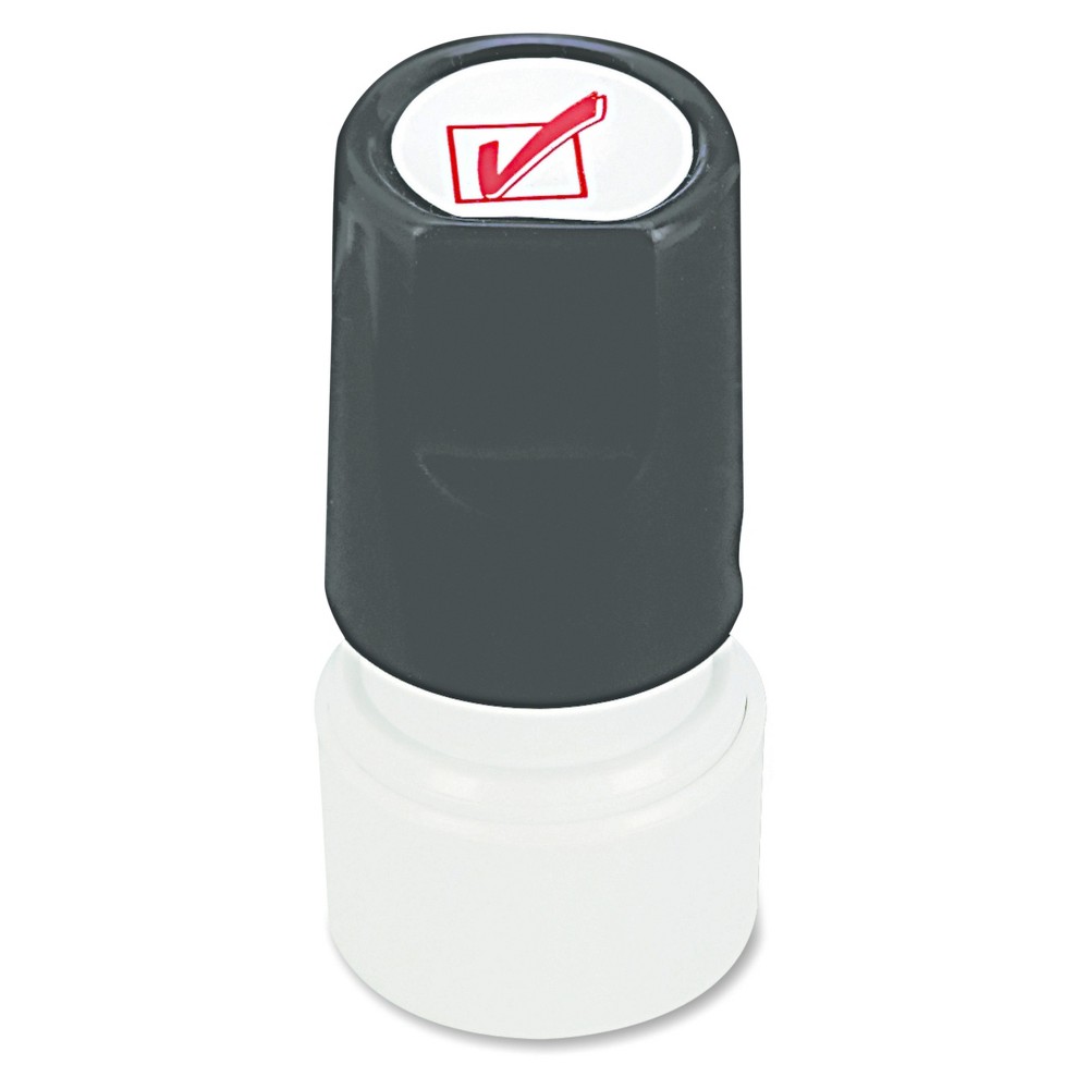 UPC 087547100752 product image for Universal Round Message Stamp, CHECK MARK, Pre-Inked/Re-Inkable, Red | upcitemdb.com