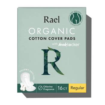 Rael Organic Cotton Cover Regular Menstrual Fragrance Free Pads - Unscented - 16ct