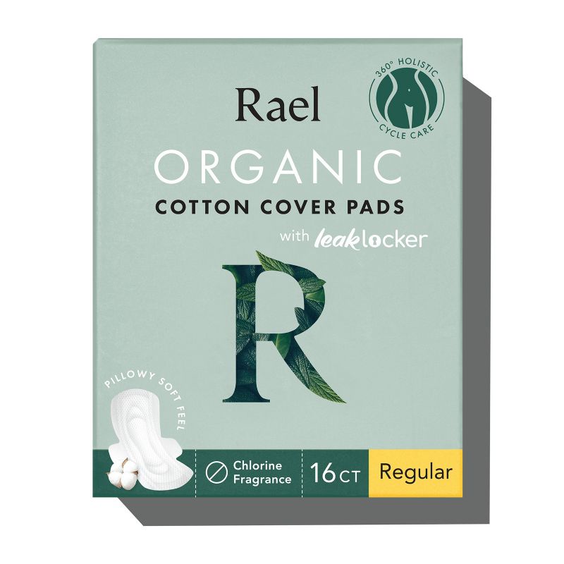 Rael Organic Cotton Cover Regular Menstrual Fragrance Free Pads - Unscented - 16ct, 1 of 13