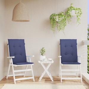 vidaXL Highback Chair Cushions 2 pcs Navy Blue Fabric - 1 of 4