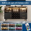 Acekool 47" Modern Wine Bar Cabinet,Built-In Charging Station, LED Lights, Wine Racks & Storage, Wood Liquor & Coffee Bar Sideboard, Black - 3 of 4