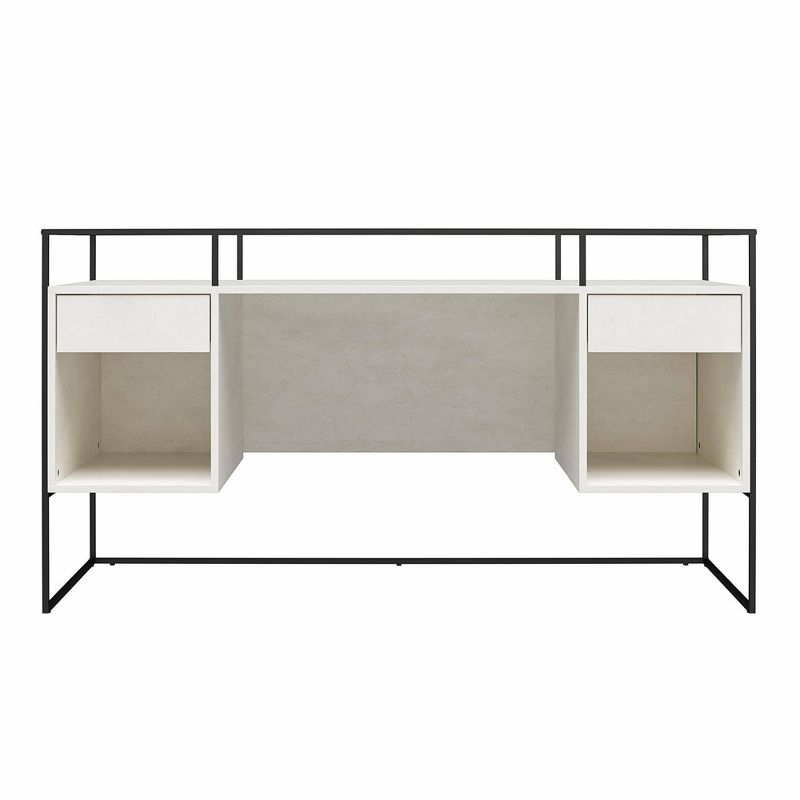 Creswell Modern Desk with Fluted Glass Top 2 Drawers and Storage - Room & Joy, 1 of 12