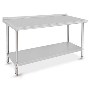 Stainless Steel Kitchen Cart, 60 x 24 x 35 inches Prep Table with Adjustable Shelf and Backsplash - 1 of 4