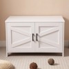 VisioGear Cat Litter Box Enclosure, Litter Box Furniture Hidden with Barn Door, Wooden Cat House, End Table, White, 31.5"*19.7"*19.7" - 4 of 4