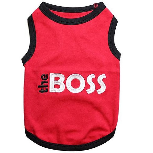 Parisian Pet 'The Boss' Embroidered Pet Tee, Cotton, Red for Dogs & Cats - image 1 of 2