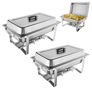 Chafing Dish for Buffet Set 2 Pack-8QT Stainless Steel Catering Supplies Buffet Display Dishes,Chafers and Buffets Warmers Sets - 1 of 4
