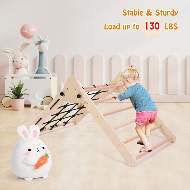 Wooden Climbing and Sliding Indoor Gym Playset for Toddlers, 5 of 7