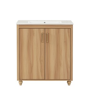 ChicFurnit Bathroom Vanities 30 Inch Vanity Cabinet with Sink and Drawer Storage for Modern Bathroom, Brown, 30"*18.3"*34.4" - 1 of 4