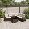 vidaXL 7 Piece Patio Sofa Set with Cushions Brown and Cream Poly Rattan - without storage - 2 of 4