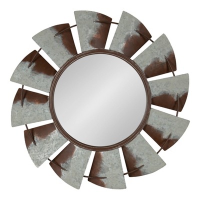 32" Millbrook Windmill Metal Wall Mirror Silver - Kate and Laurel