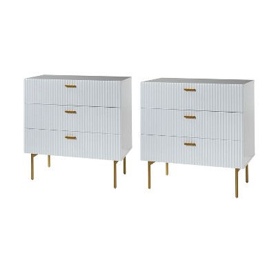 Brian 32'' Tall  3 Drawer  Bachelor  Chest with storage for bedroom,Set of 2 |  ARTFUL LIVING DESIGN