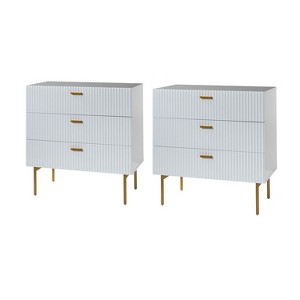 Brian 32'' Tall  3 Drawer  Bachelor  Chest with storage for bedroom,Set of 2 |  ARTFUL LIVING DESIGN - 1 of 4