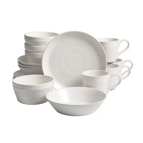 Gibson Bee and Willow Milbrook 16 Piece Round Stoneware Dinnerware Set in  White